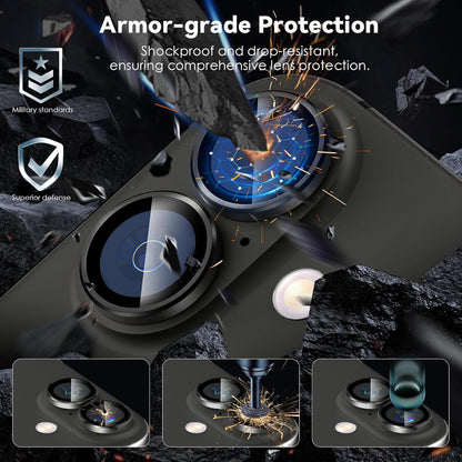 AIG Camera Lens Protector for iPhone 16/16 Plus – 1s Install, HD Glass, Case-Friendly Metal Ring, Black