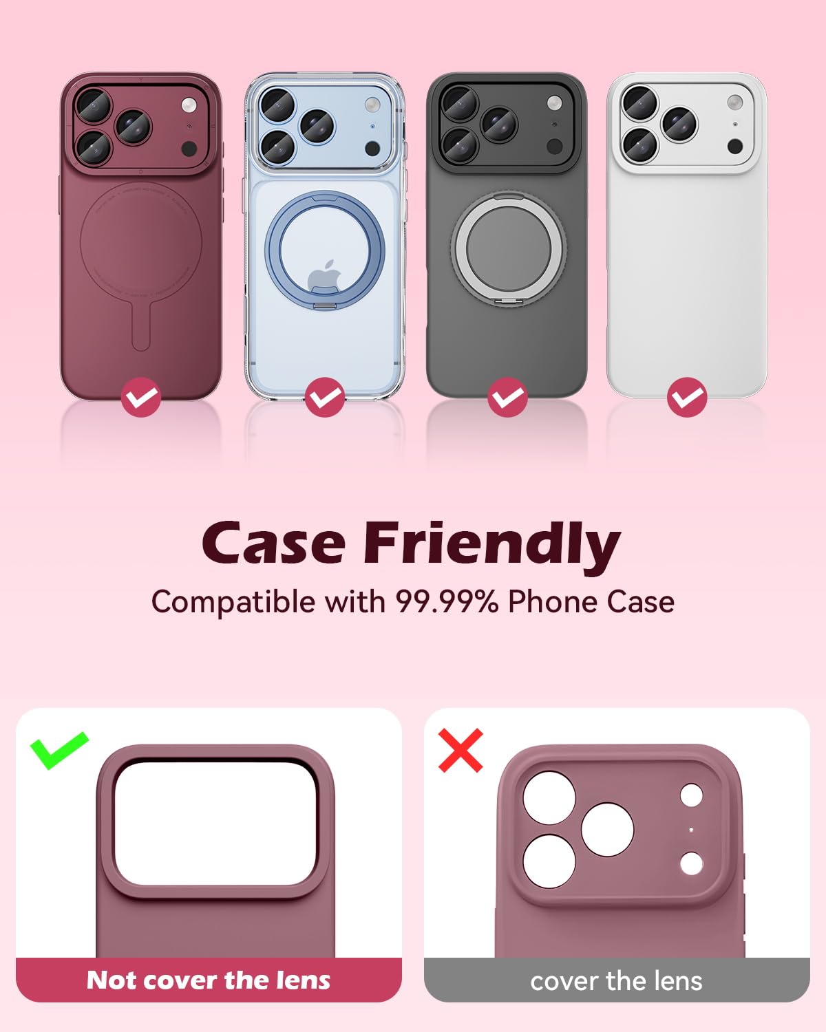 AIG Premium All-Metal Camera Lens Protector for iPhone 18 Pro Max – Burgundy