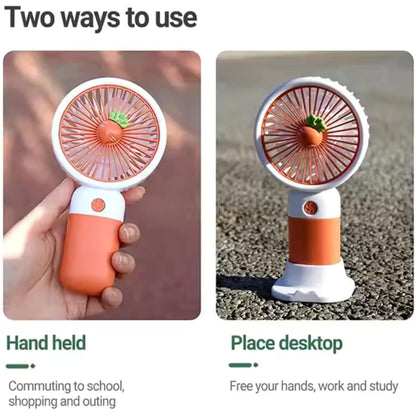 AIG Portable Rechargeable Mini Fan | USB Handheld Personal Cooling Fan with 3 Speed Modes | Silent Travel Fan for Office, Makeup, Kitchen & Outdoor Use | Random Color