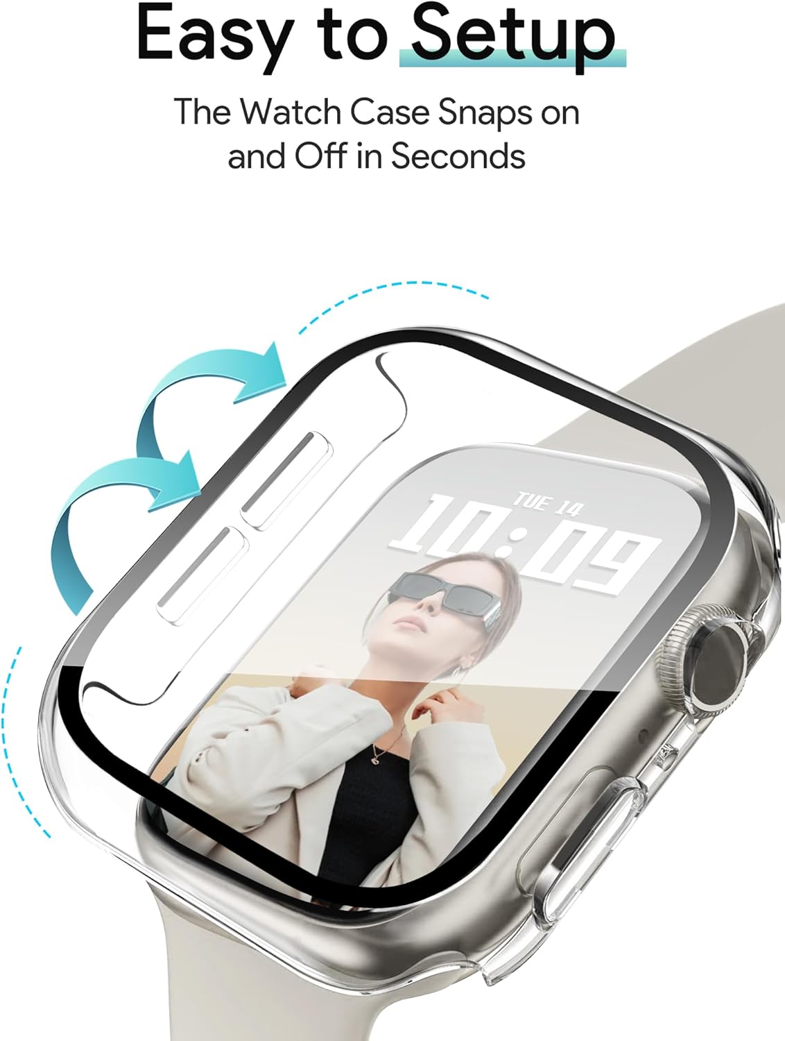 AIG Bumper Hard Case with Tempered Glass for Apple Watch Compatible with Series 6/5/4, 40mm Ultra-Thin Protective Cover with iWatch Screen Protector - Clear/Transparent (02 PACK)