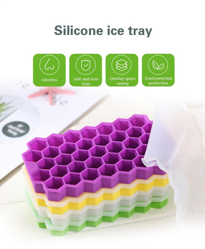 AIG Silicone Ice Cube Trays with Lids – 3 Pack Easy-Release Hexagon Ice Maker for Freezer, Reusable Food-Grade Ice Molds for Cocktail Bar, Whiskey, Iced Coffee & Home Kitchen (Purple)