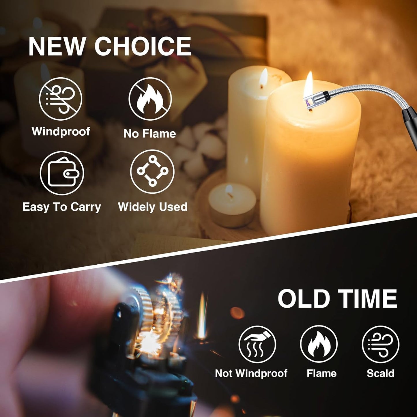 AIG USB Rechargeable Plasma Lighter – Windproof, Flexible Neck for Gas Stove & Candles (2 Pack, Random Color)