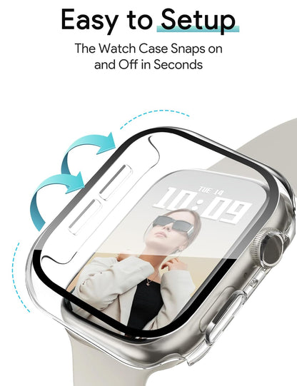 AIG Apple Watch 46mm Hard Case with Tempered Glass Screen Protector, Ultra-Thin Protective Cover for Series 10 & 11, Clear/Transparent (2 Pack)