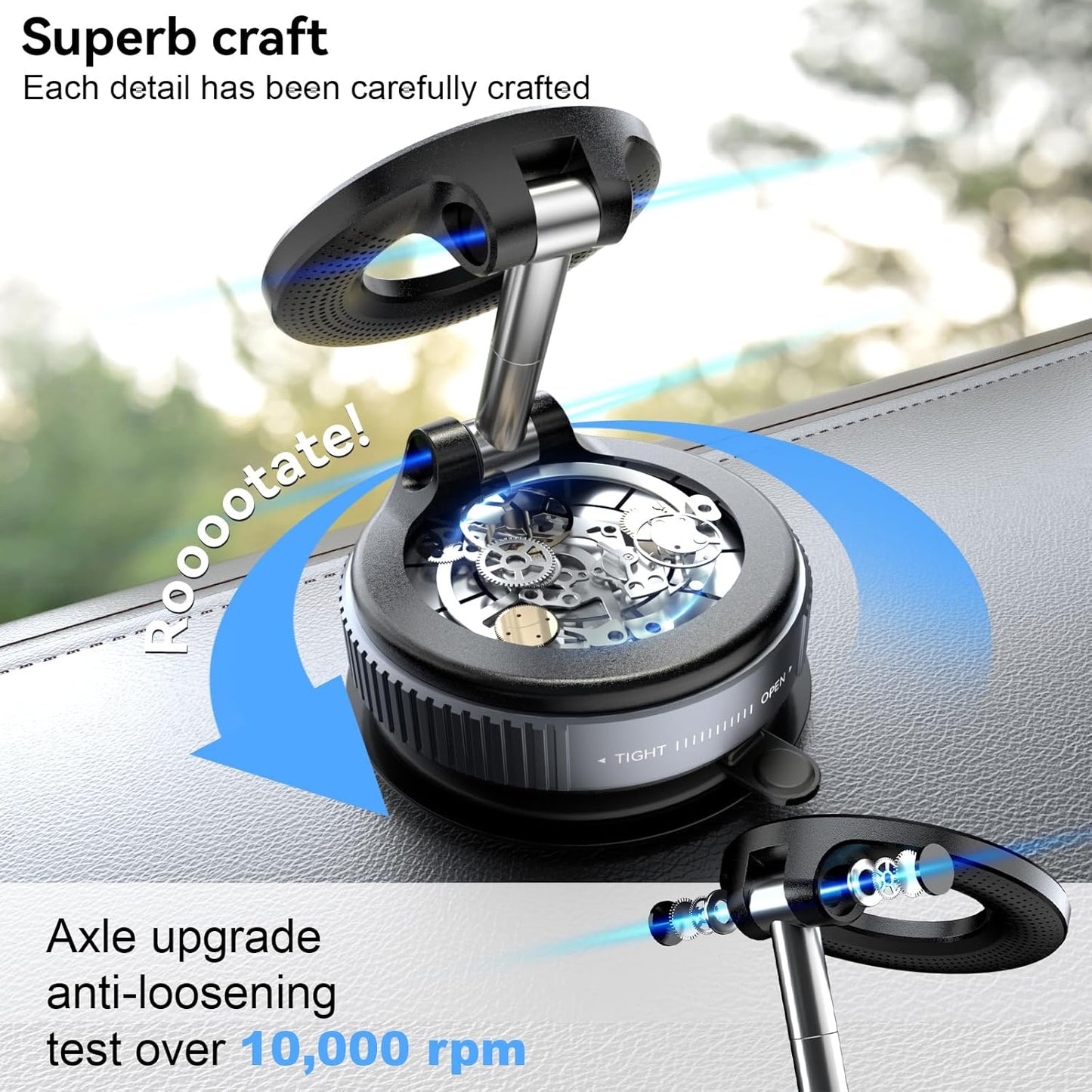 AIG 360° Rotating Magnetic Car Phone Holder – Dashboard Mount with Locking Base & Strong Magnet Grip, Universal Compatibility
