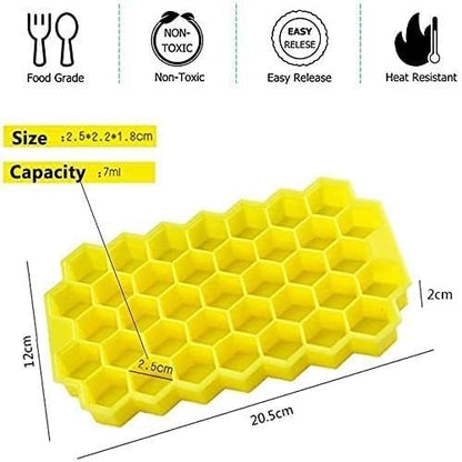 AIG Silicone Ice Cube Trays with Lids – 3 Pack Easy-Release Hexagon Ice Maker for Freezer, Reusable Food-Grade Ice Molds for Cocktail Bar, Whiskey, Iced Coffee & Home Kitchen (Yellow)