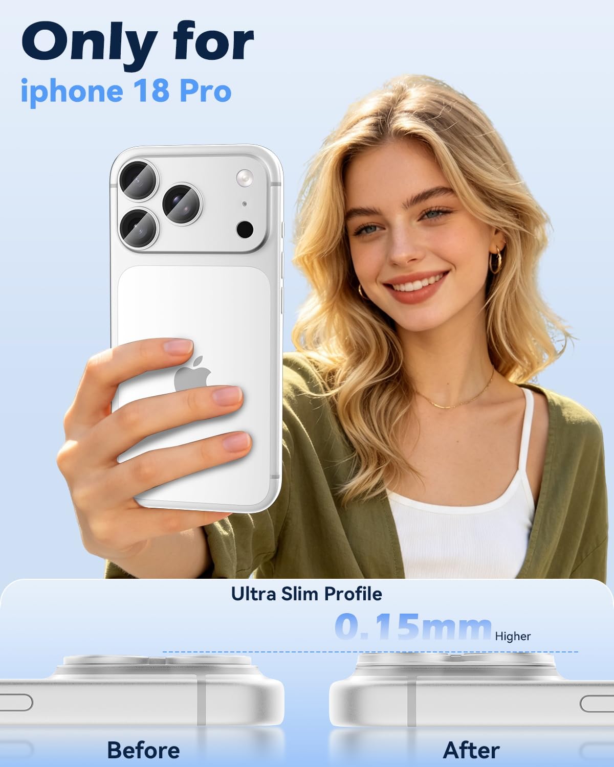 AIG Premium All-Metal Camera Lens Protector for iPhone 18 Pro – Silver