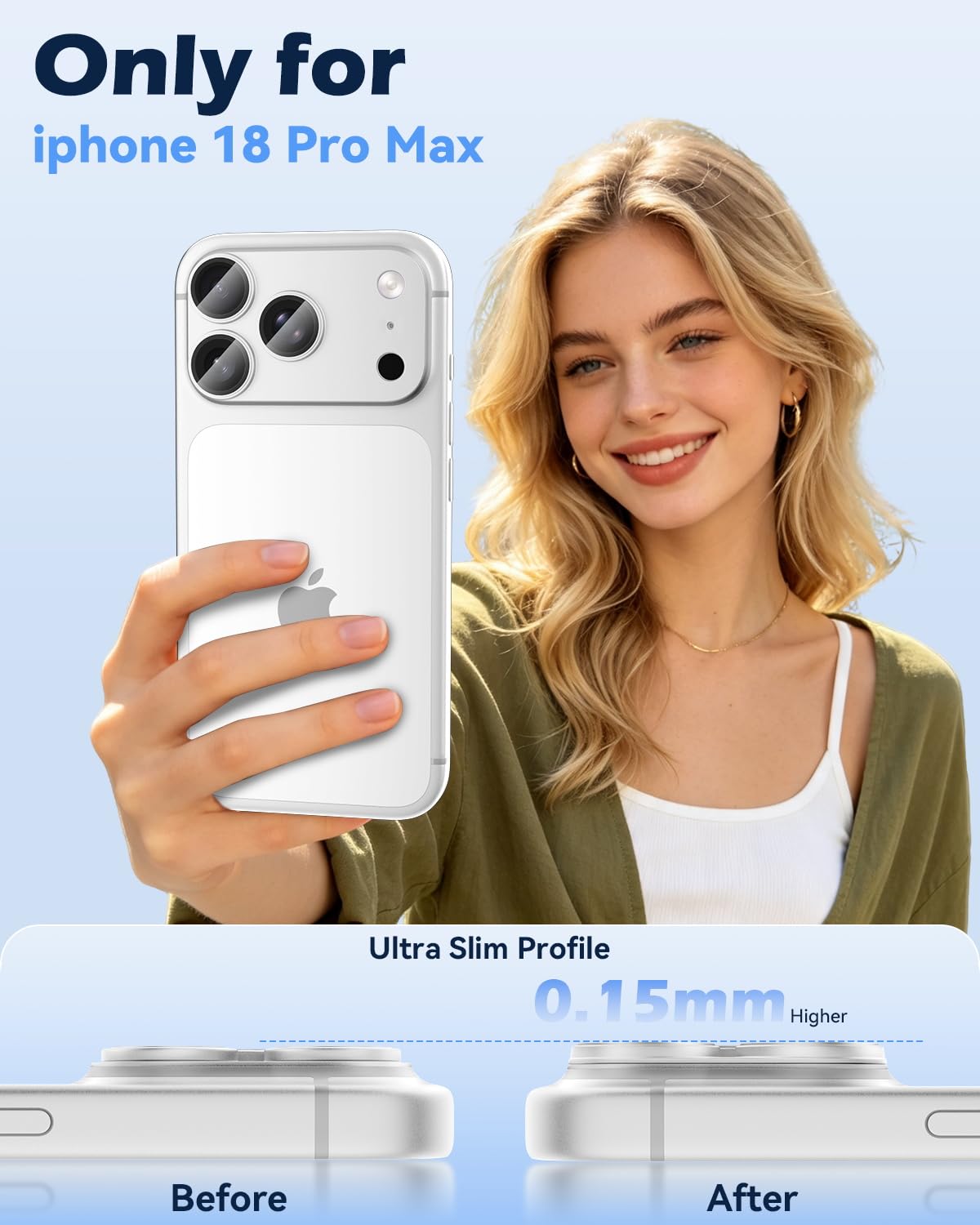 AIG Premium All-Metal Camera Lens Protector for iPhone 18 Pro Max – Silver