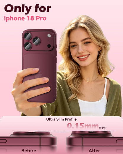 AIG Premium All-Metal Camera Lens Protector for iPhone 18 Pro – Dark Cherry