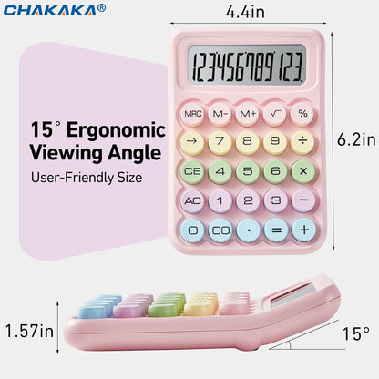 Electronic Calculator,12 Digits Large LCD Display Small Desktop Calculators,Pink Basic with Big Buttons,Easy to Press Mechanical Switch Calculator,4 Function Office Supplies for Home and School (Pink)
