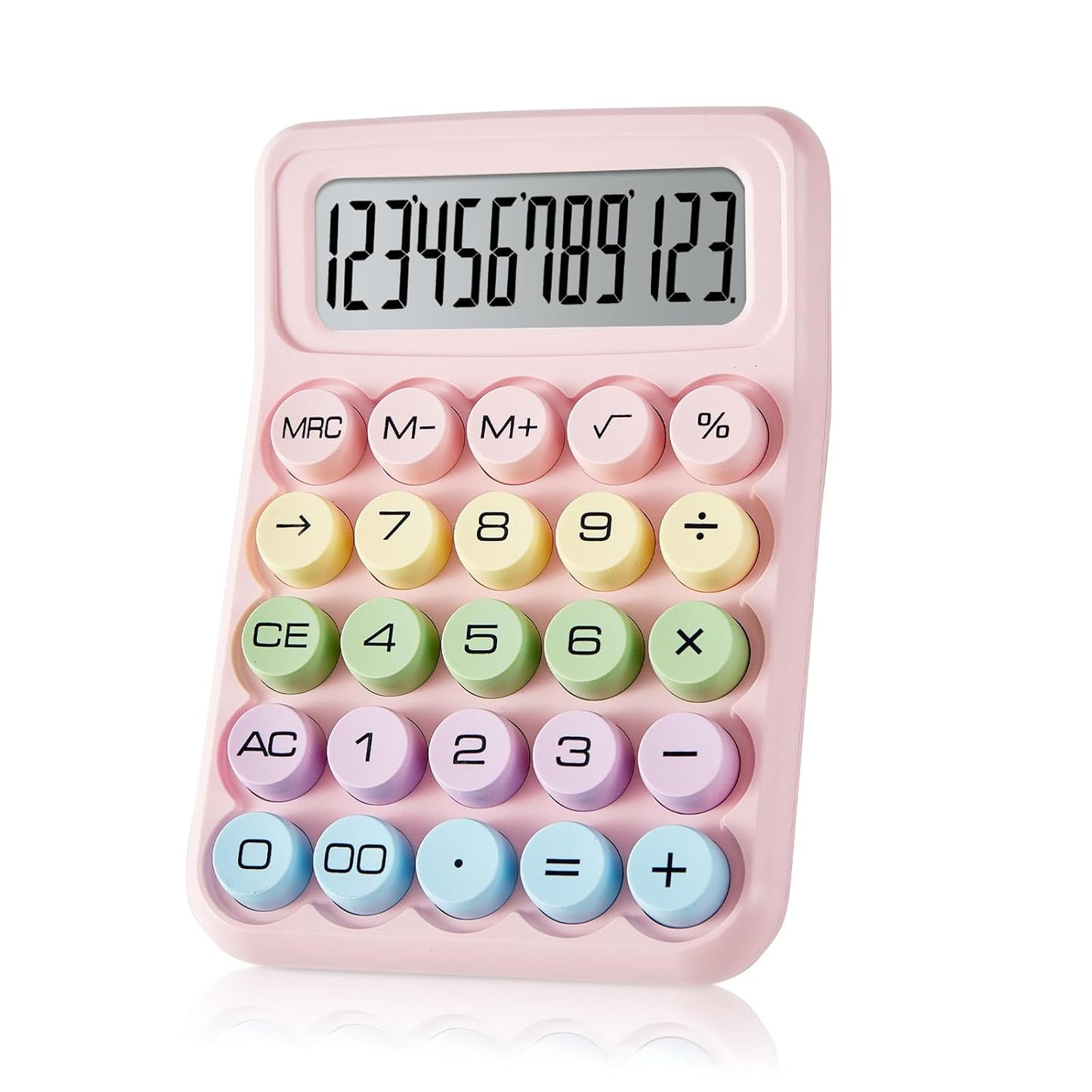Electronic Calculator,12 Digits Large LCD Display Small Desktop Calculators,Pink Basic with Big Buttons,Easy to Press Mechanical Switch Calculator,4 Function Office Supplies for Home and School (Pink)