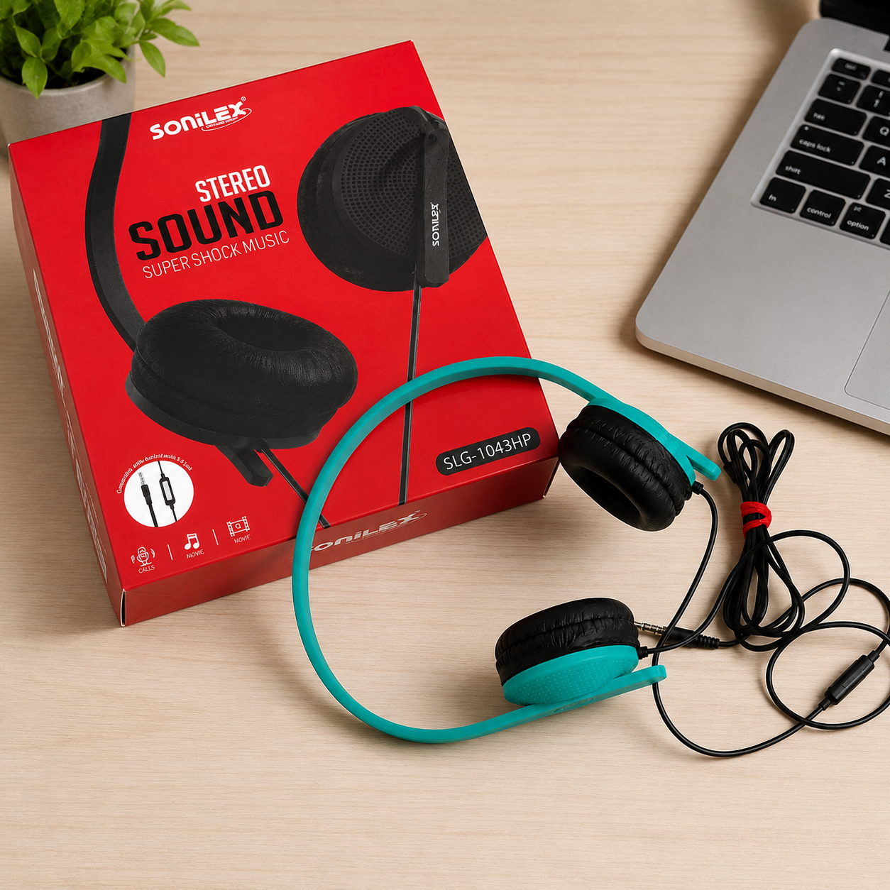 Sonilex Wired Stereo Headphones with Microphone – Adjustable On-Ear Headset with 3.5mm Audio Jack for Mobile, Laptop, PC, Tablet, Online Classes & Gaming (Turquoise)
