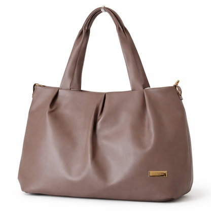 Women's Premium Taupe PU Leather Tote Handbag | Large Shoulder Bag with Zipper Closure | Stylish Office, Travel & Everyday Carry Purse