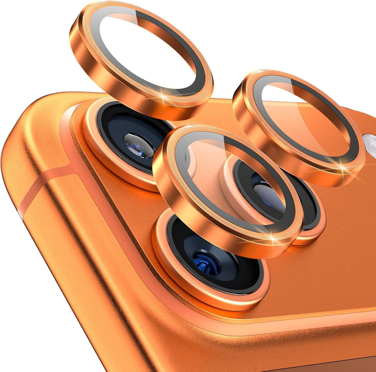 AIG Camera Lens Protector for iPhone 17 Pro / Pro Max – 9H Tempered Glass with Metal Ring, Scratch Resistant, HD Clear (COSMIC ORANGE)
