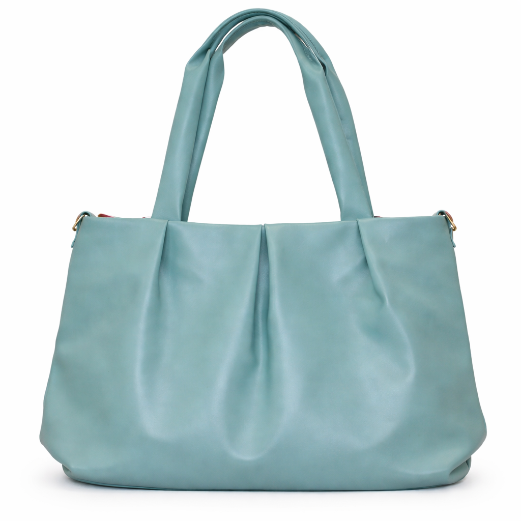 Women's Premium Sky Blue PU Leather Tote Handbag | Large Shoulder Bag with Zipper Closure | Stylish Office, Travel & Everyday Carry Purse