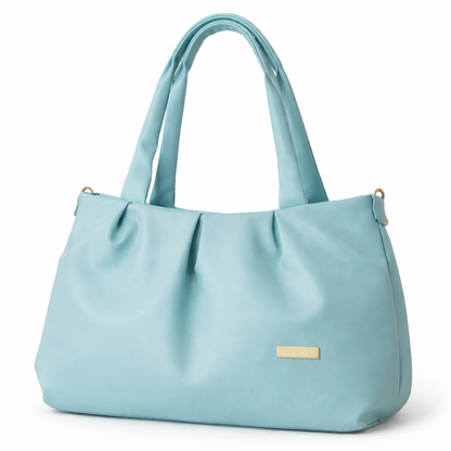 Women's Premium Sky Blue PU Leather Tote Handbag | Large Shoulder Bag with Zipper Closure | Stylish Office, Travel & Everyday Carry Purse