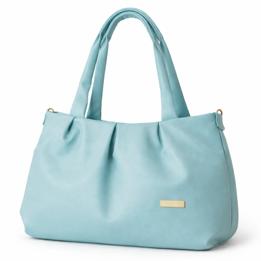 Women's Premium Sky Blue PU Leather Tote Handbag | Large Shoulder Bag with Zipper Closure | Stylish Office, Travel & Everyday Carry Purse