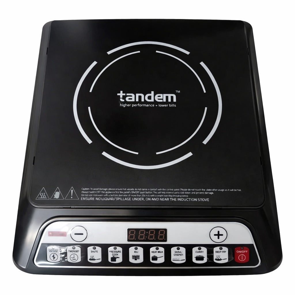 Tandem 2000W Portable Induction Cooktop | Touch Control Electric Stove | 8 Preset Cooking Modes | Energy Efficient Digital Induction Cooker | Black