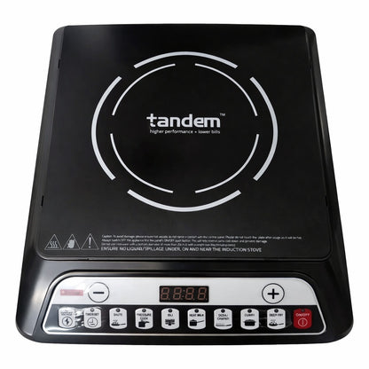 Tandem 2000W Portable Induction Cooktop | Touch Control Electric Stove | 8 Preset Cooking Modes | Energy Efficient Digital Induction Cooker | Black