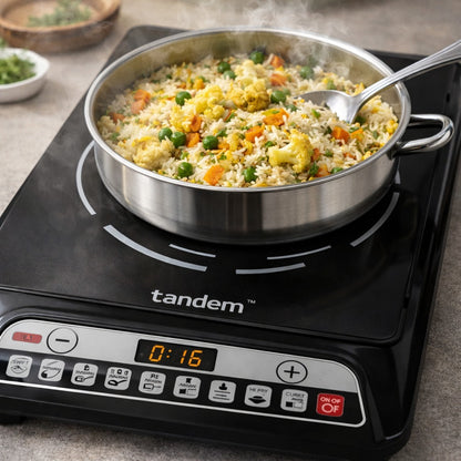 Tandem 2000W Portable Induction Cooktop | Touch Control Electric Stove | 8 Preset Cooking Modes | Energy Efficient Digital Induction Cooker | Black