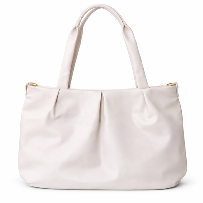 Women's Premium White PU Leather Tote Handbag | Large Shoulder Bag with Zipper Closure | Elegant Office, Travel & Everyday Carry Purse