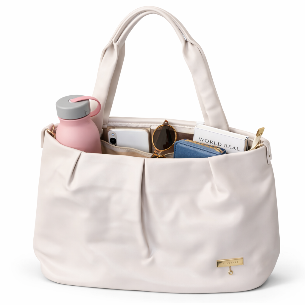 Women's Premium White PU Leather Tote Handbag | Large Shoulder Bag with Zipper Closure | Elegant Office, Travel & Everyday Carry Purse