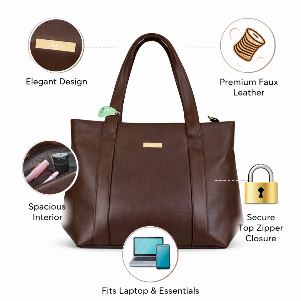Medium–Large Everyday Tote Bag with Dual Handles | Stylish Daily Use Women’s Handbag For Women