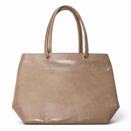 Women's Tote Handbag, Purple, Structured Silhouette, Crocodile Texture, for Office, Travel and Casual Outings