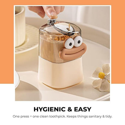 Cartoon Shape Automatic Toothpick Dispenser, Push-On Toothpick Holder, Portable Square Retractable Toothpick Holder, Toothpicks Container for Home, Kitchen & Restaurant