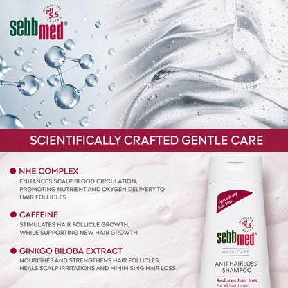 Sebbmed Anti-Hairloss Shampoo – Advanced Hair Care with pH 5.5 Formula for Reduced Hair Fall, Stronger Roots & Healthier Scalp