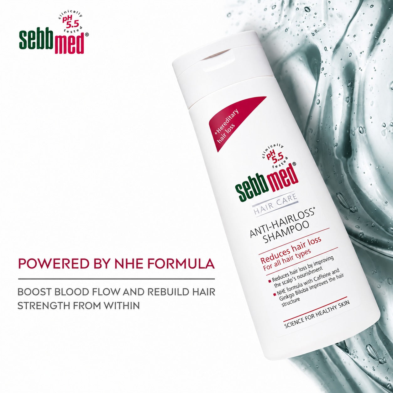 Sebbmed Anti-Hairloss Shampoo – Advanced Hair Care with pH 5.5 Formula for Reduced Hair Fall, Stronger Roots & Healthier Scalp