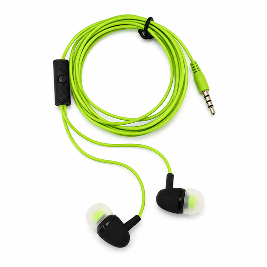 Wired in-Ear Earphones with Mic, Green, 3.5mm Jack, Inline Control, for Music, Calls and Everyday Use