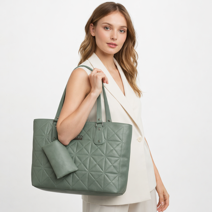 Olive Croc Pattern Shoulder Bag | Textured Finish Shoulder Handbag for Office & Daily Use