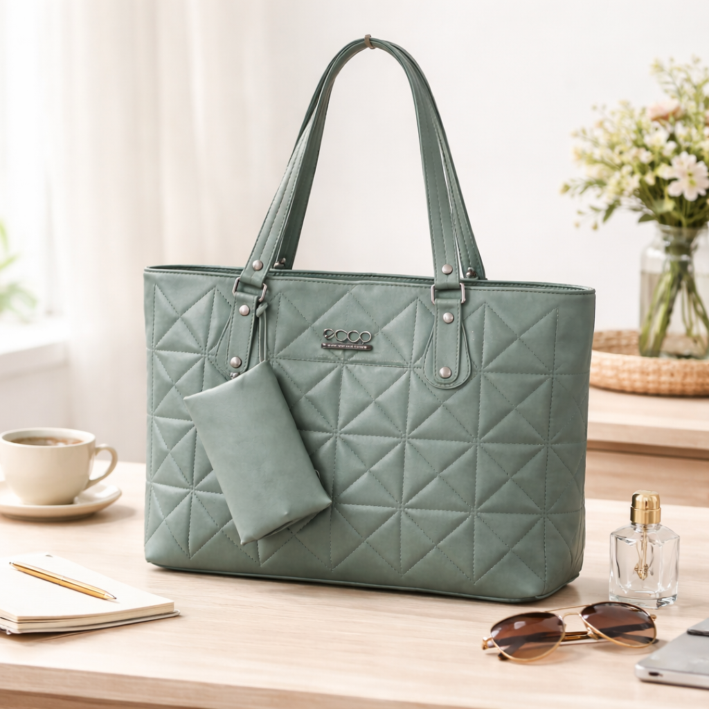 Olive Croc Pattern Shoulder Bag | Textured Finish Shoulder Handbag for Office & Daily Use