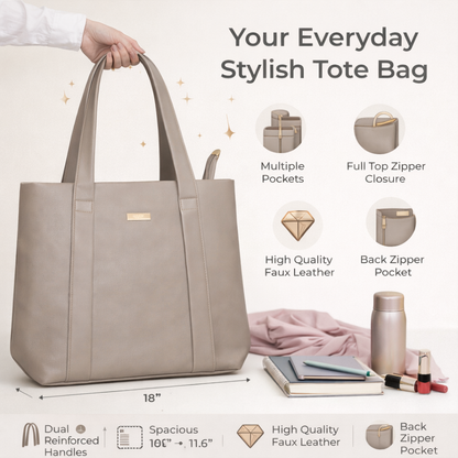 Medium–Large Everyday Tote Bag with Dual Handles | Stylish Daily Use Women’s Handbag For Women