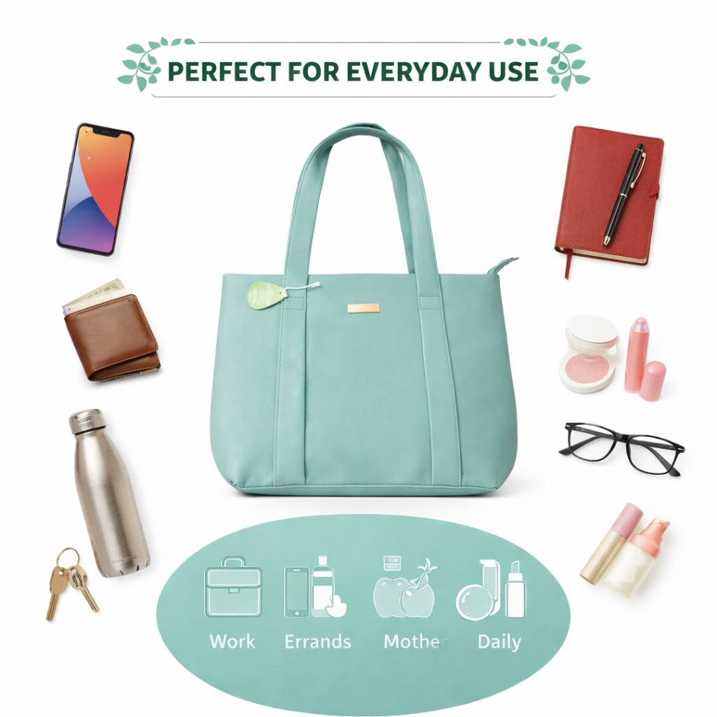 Medium–Large Everyday Tote Bag with Dual Handles | Stylish Daily Use Women’s Handbag For Women