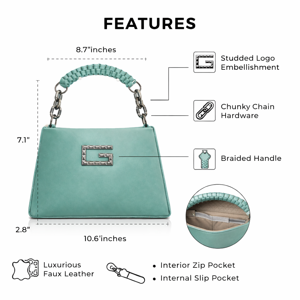 Women’s Structured Faux Leather Top Handle Handbag – Elegant Chain Strap Shoulder Purse with Metal Accent, Brown