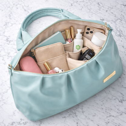 Women's Premium Sky Blue PU Leather Tote Handbag | Large Shoulder Bag with Zipper Closure | Stylish Office, Travel & Everyday Carry Purse