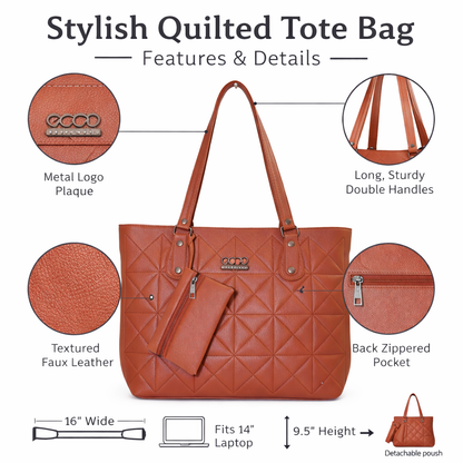 Women’s Classic Quilted Tote Handbag | Elegant Women’s Shoulder Bag