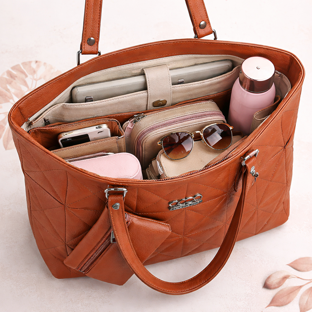 Women’s Classic Quilted Tote Handbag | Elegant Women’s Shoulder Bag