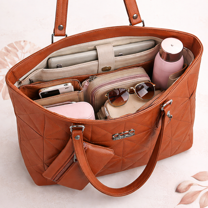 Women’s Classic Quilted Tote Handbag | Elegant Women’s Shoulder Bag