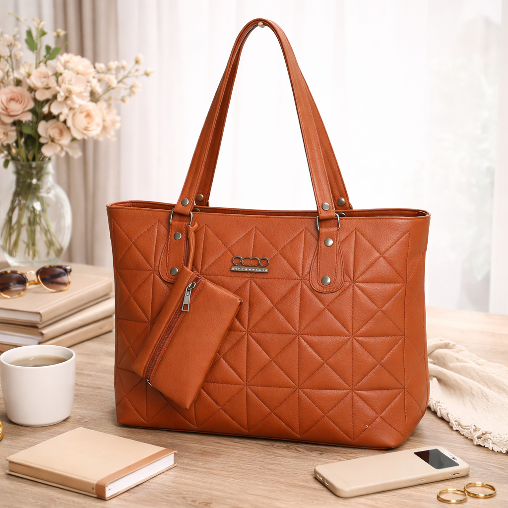 Women’s Classic Quilted Tote Handbag | Elegant Women’s Shoulder Bag