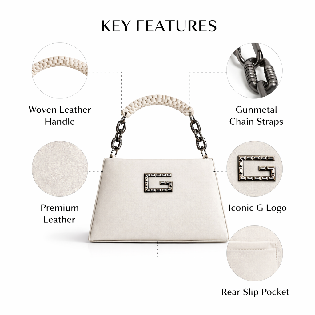 Women’s Structured Faux Leather Top Handle Handbag – Elegant Chain Strap Shoulder Purse with Metal Accent, Brown