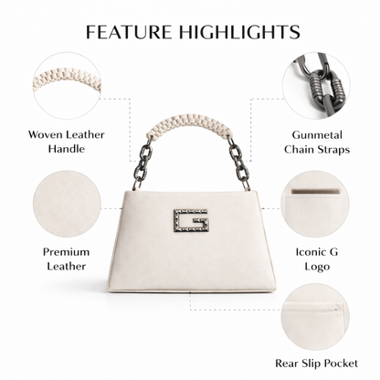 Women’s Structured Faux Leather Top Handle Handbag – Elegant Chain Strap Shoulder Purse with Metal Accent, Brown